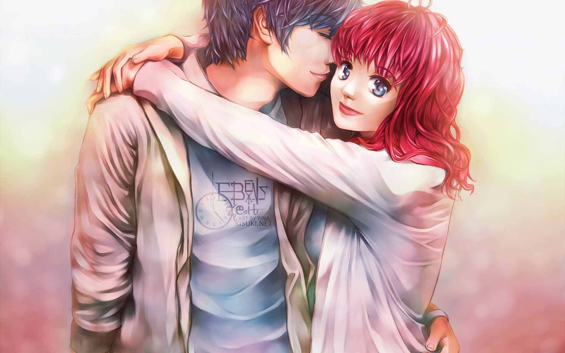 اینیمے ہگ بوائے اینڈ گرل ود جیکٹ وال پیپر
