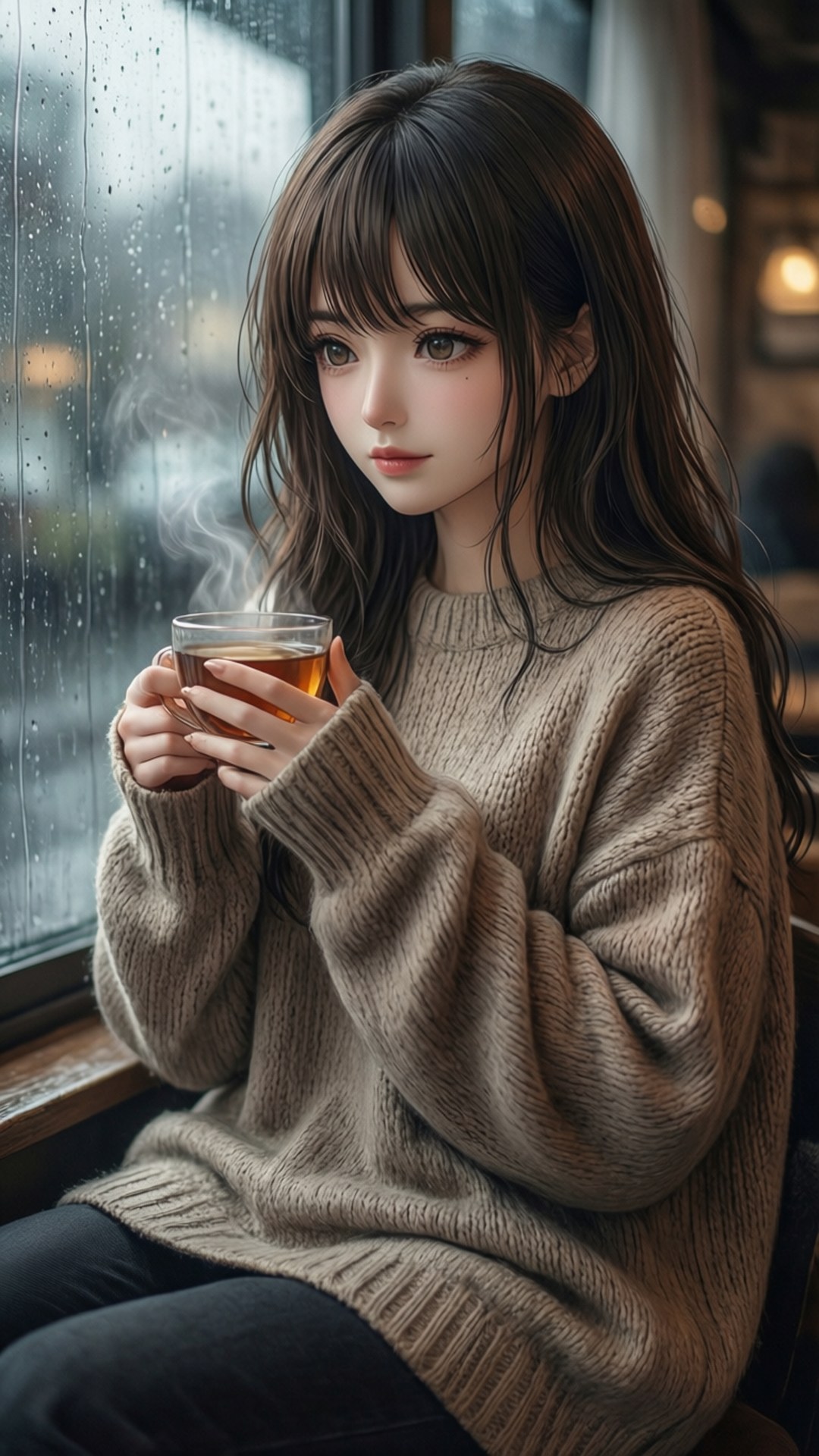 بارش کی کھڑکی کا سکون وال پیپر