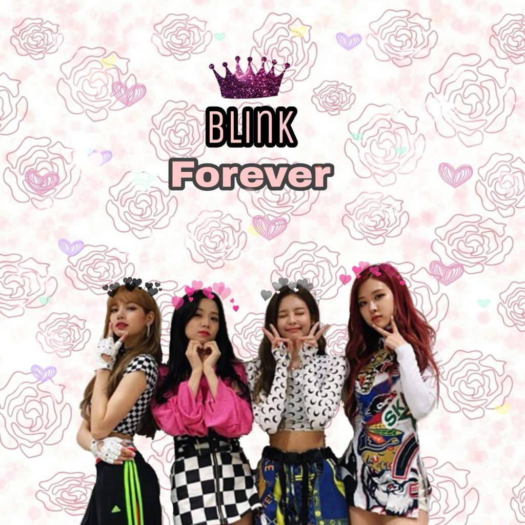 بلیک پنک ممبرز Blink Forever ٹیکسٹ اور جامنی تاج کے ساتھ وال پیپر
