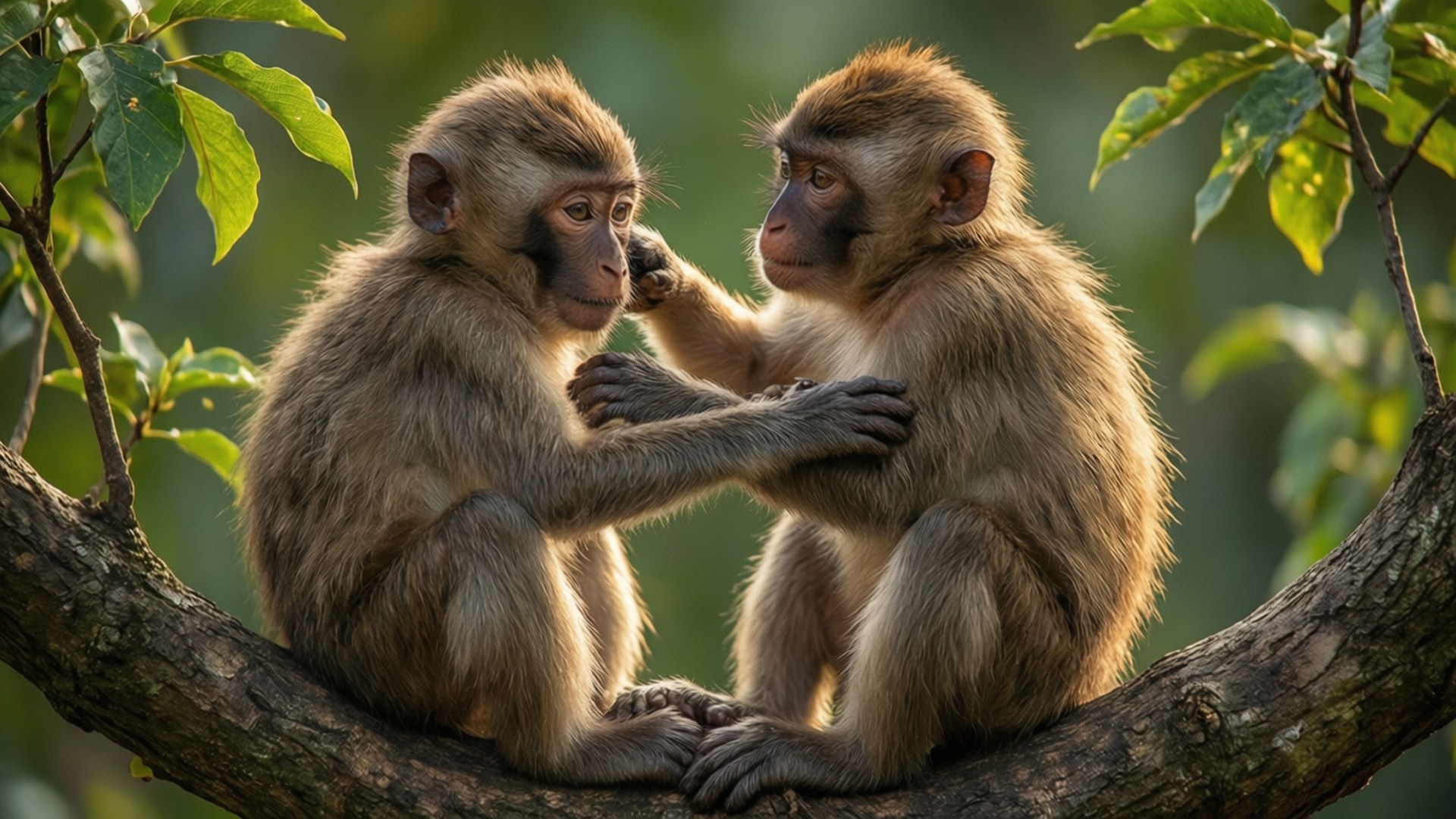 بندر ایک دوسرے کی صفائی کرتے ہوئے وال پیپر