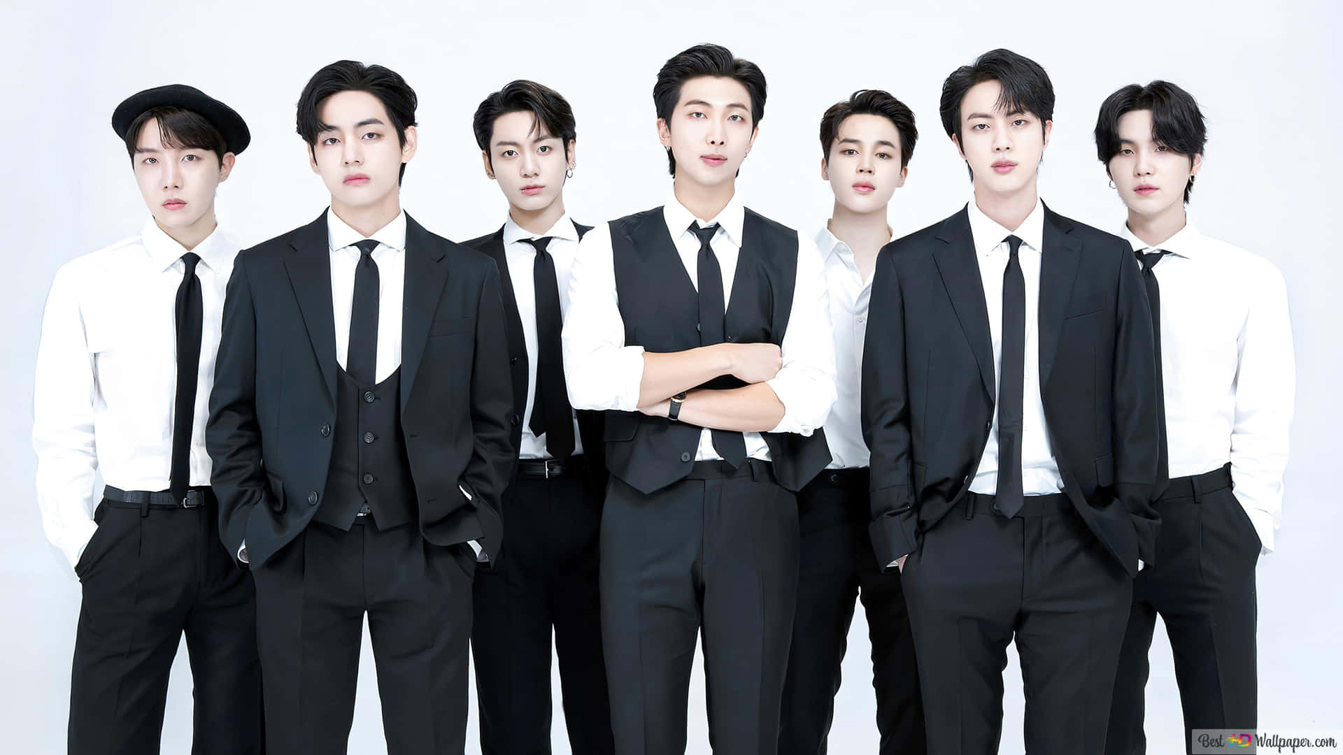 بی ٹی ایس فوٹو شوٹ بلیک اینڈ وائٹ فارمل — Bts گروپ فوٹو GIF وال پیپر