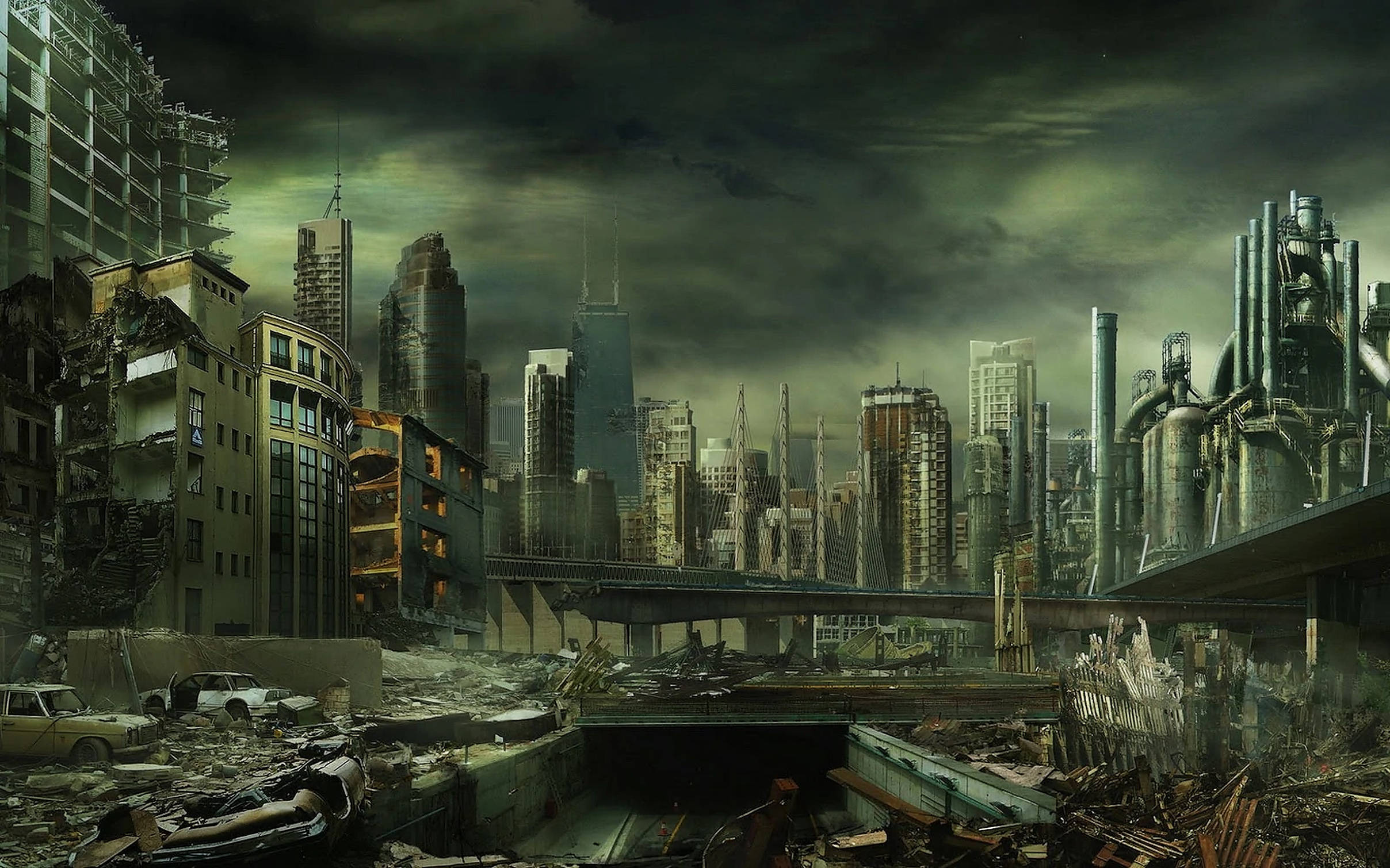 تاریک apocalyptic شہر وال پیپر