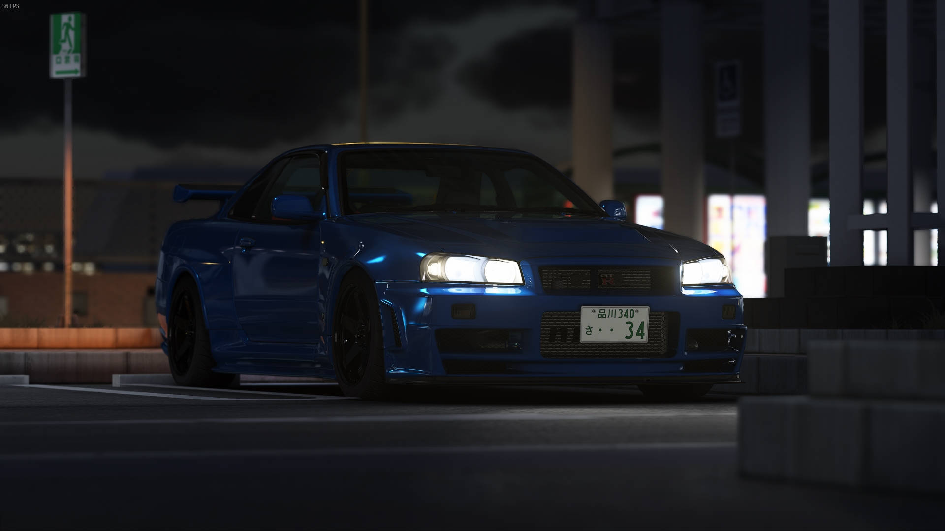 Assetto Corsa اسکائی لائن R34 Nismo ویڈیو گیم HD وال پیپر | پس منظر کی تصویر — نیلا وال پیپر