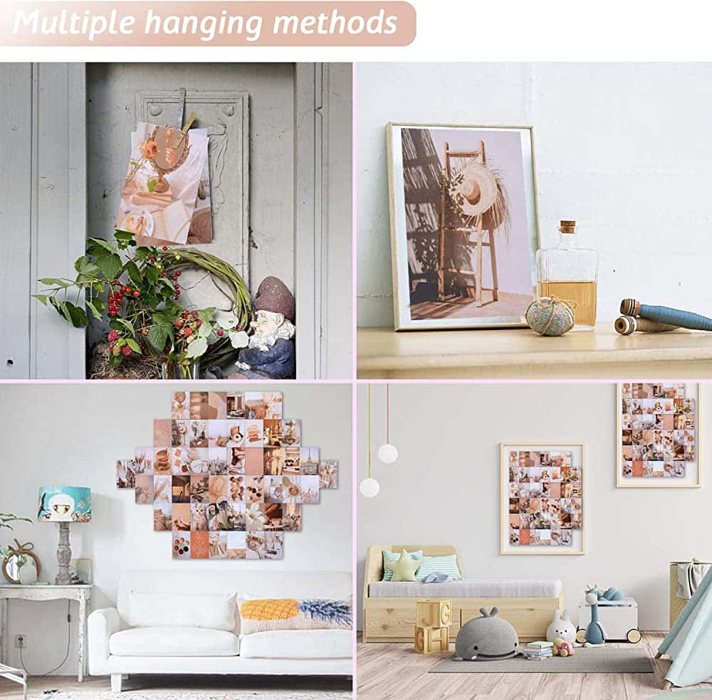 تصاویر کا کولاج اور فرنیچر والا کمرہ وال پیپر