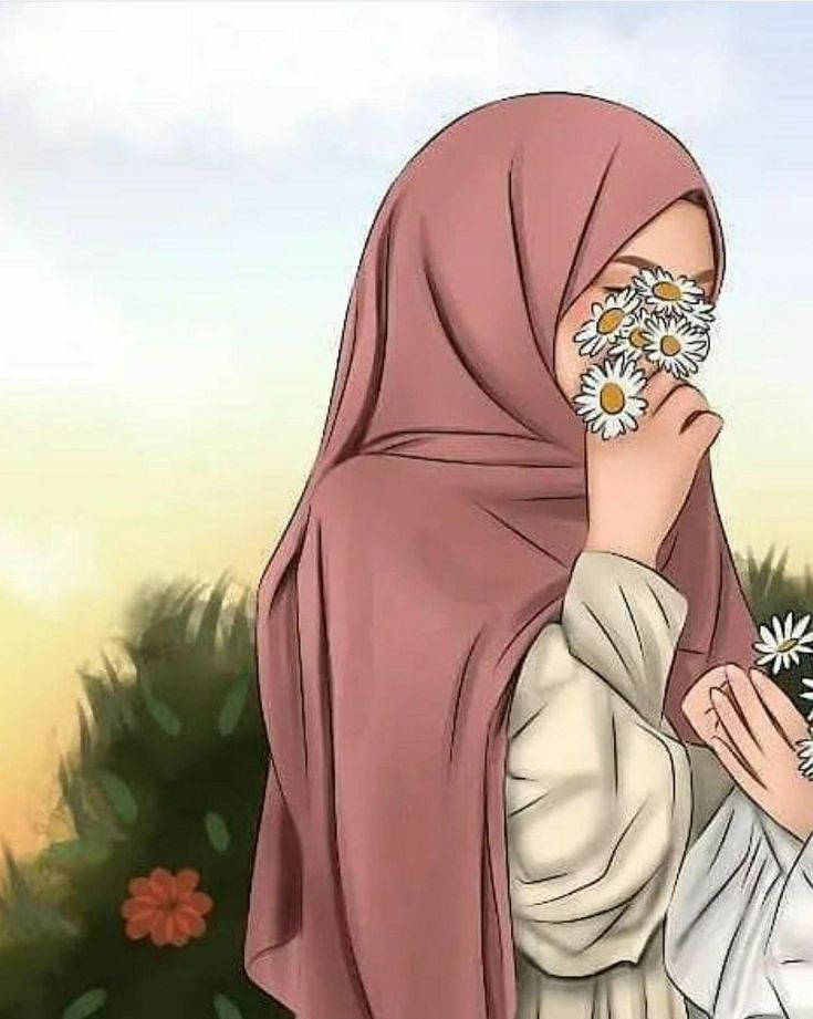 حجاب کارٹون سفید پھول
