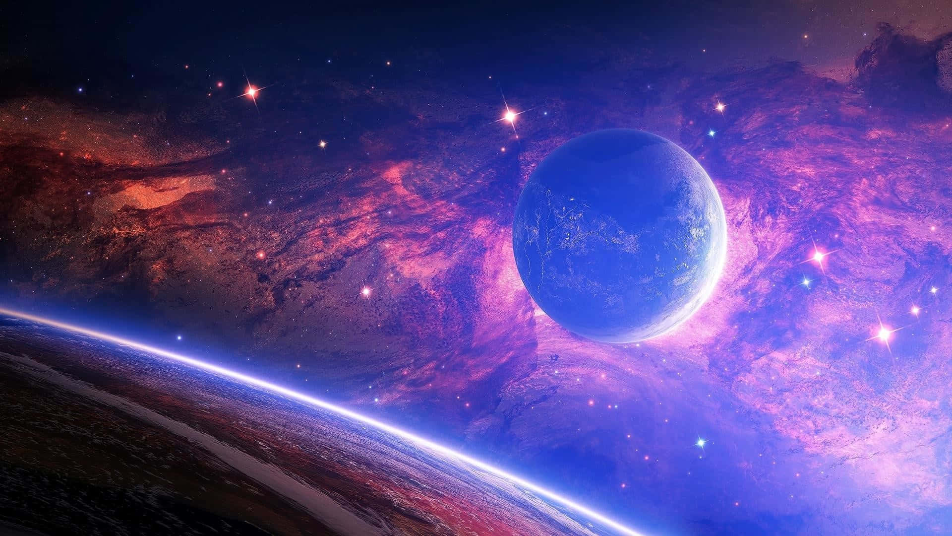 خلائی ڈیسک ٹاپ سیارے روشن روشنی کا پس منظر وال پیپر