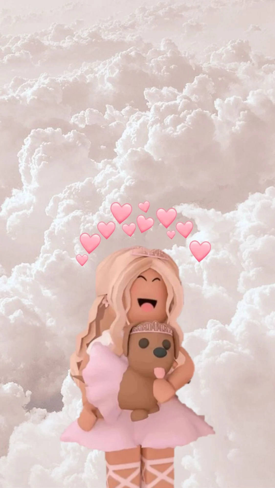 خوبصورت Roblox لڑکی کتا بادل وال پیپر