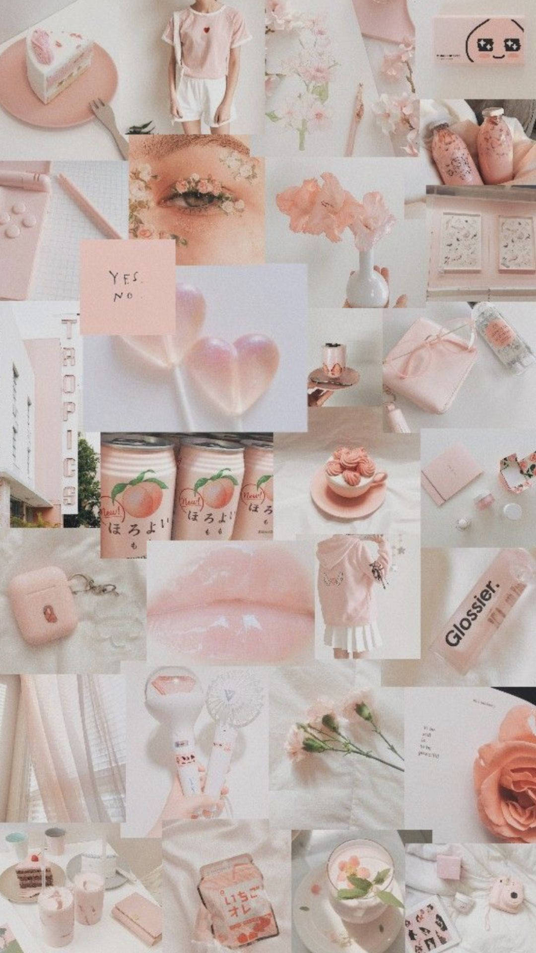 خوبصورت گلابی کولاج وال پیپر