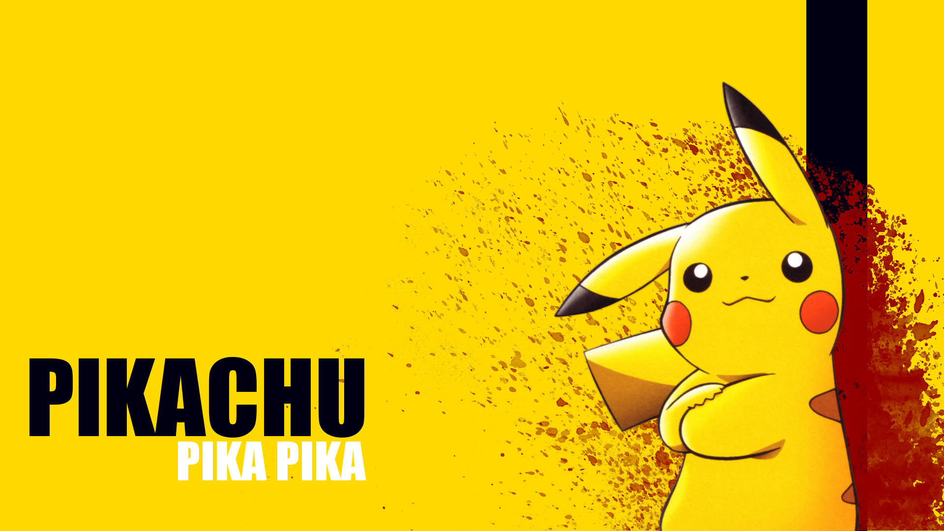 Pikachu کا وال پیپر جس پر خون کے چھینٹے اور Pika Pika کا نعرہ لکھا ہے