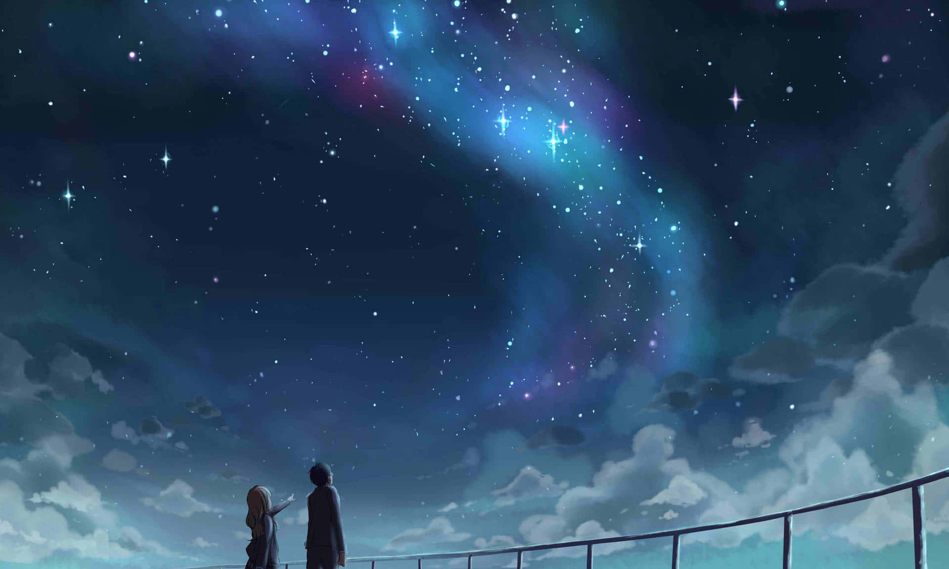 رات کا اینیمی منظر Your Lie in April سے وال پیپر