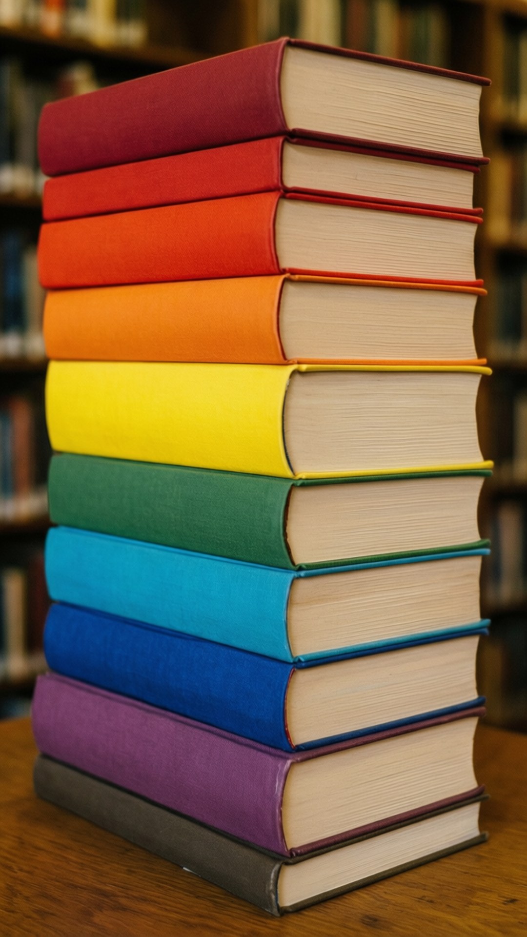 رینبو کتابوں کا ڈھیر وال پیپر