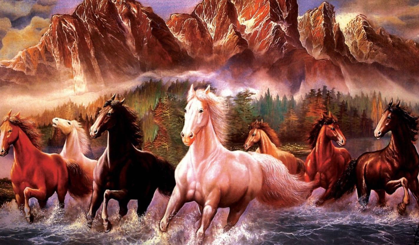 سات خوبصورت گھوڑے وال پیپر
