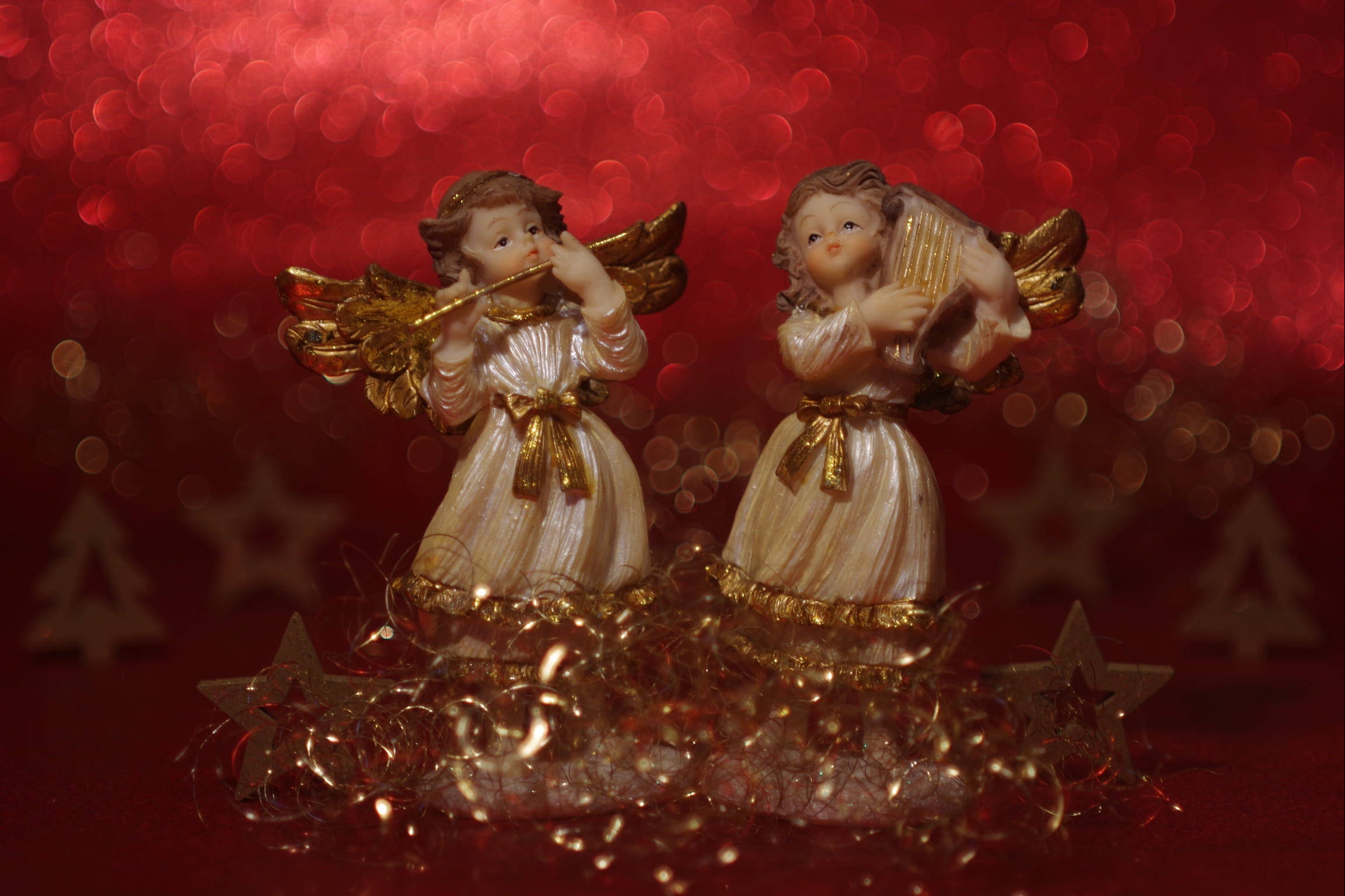 سرخ جمالیاتی کرسمس فرشتے وال پیپر
