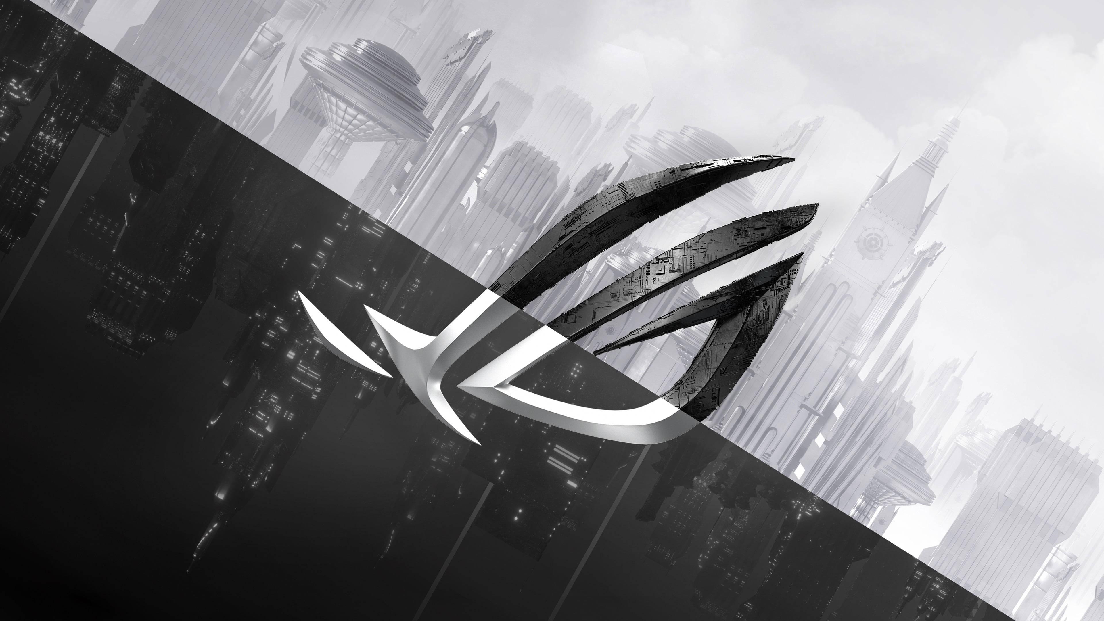 سیاہ اور سفید Asus ROG گیمنگ لیپ ٹاپ لوگو وال پیپر