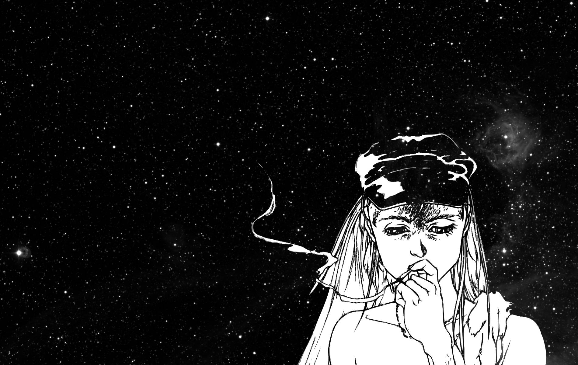 سیاہ فام ٹرپی سگریٹ پیتی لڑکی وال پیپر