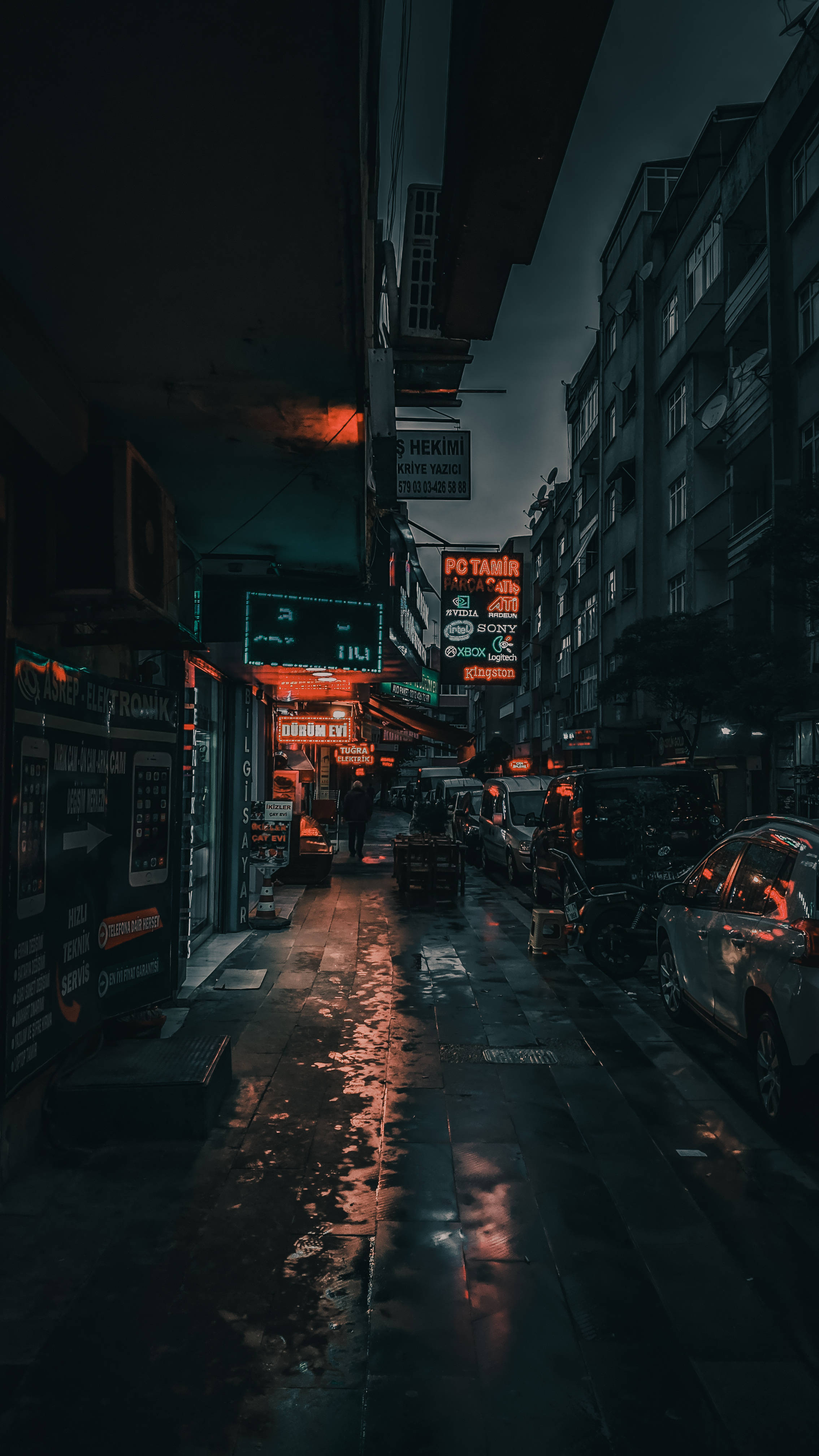 شہر کی تاریک گلی میں روشنی وال پیپر