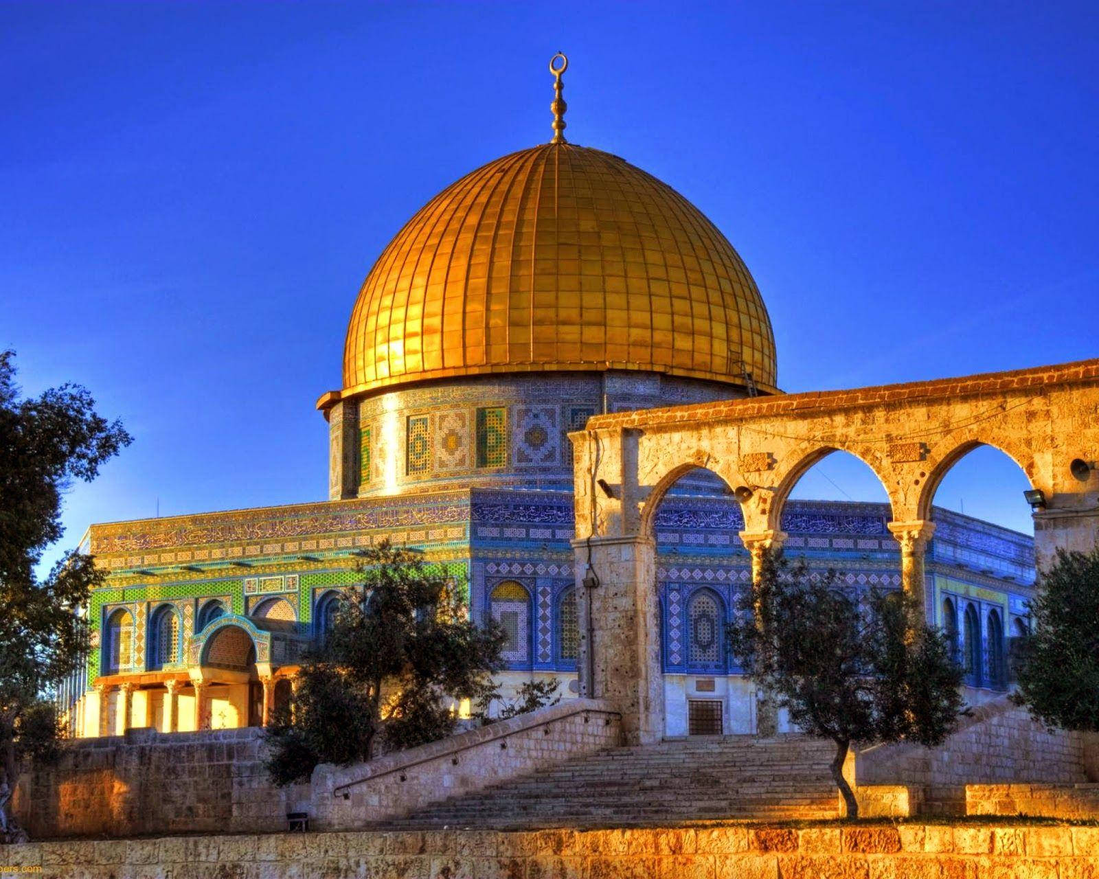 غروب آفتاب میں گنبد صخرہ وال پیپر