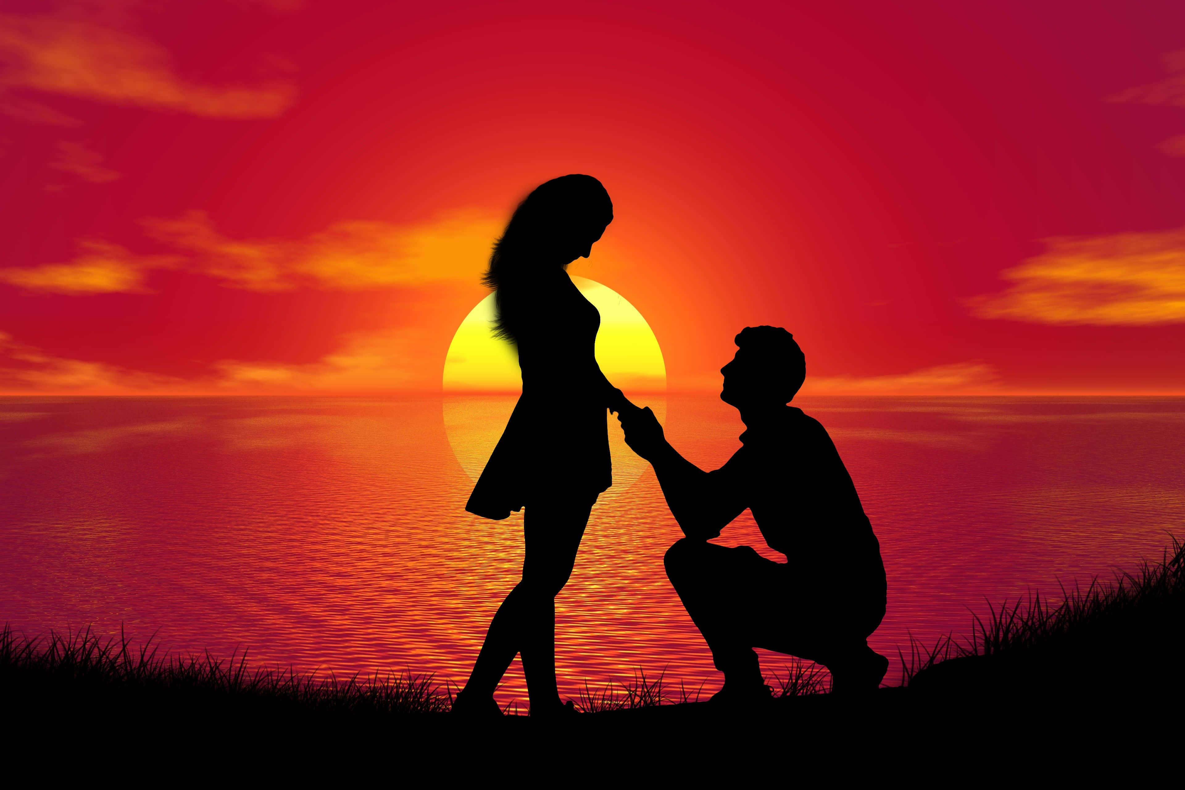 محبت میں دو لوگوں کے درمیان ایک قریبی لمحہ وال پیپر