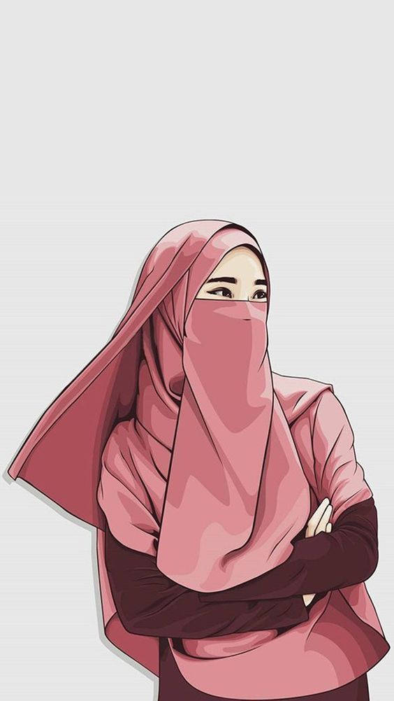 مسلم لڑکی حجاب کارٹون وال پیپر