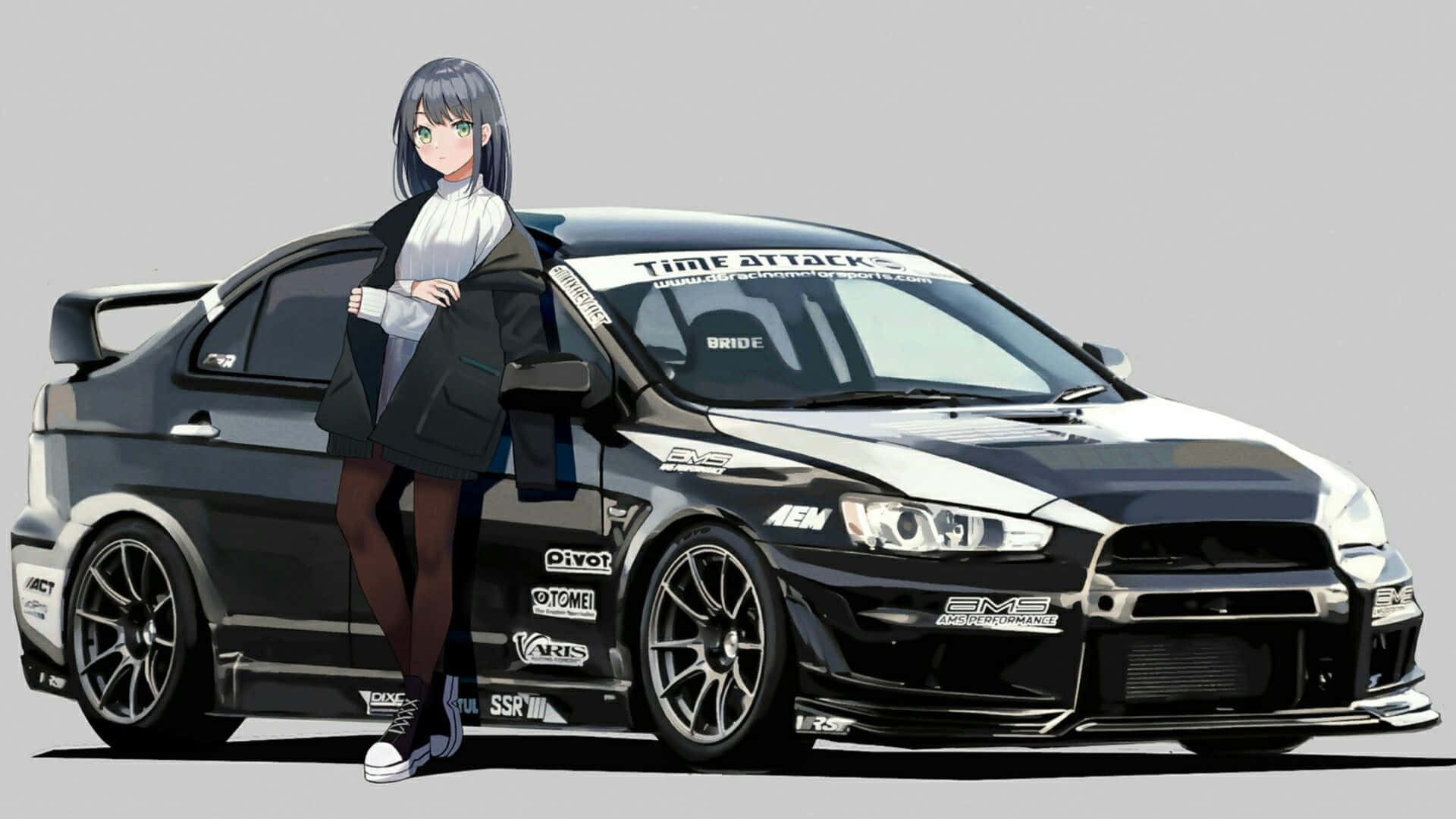 مسوبشی لانسر ایوولوشن JDM اینیم گرل وال پیپر