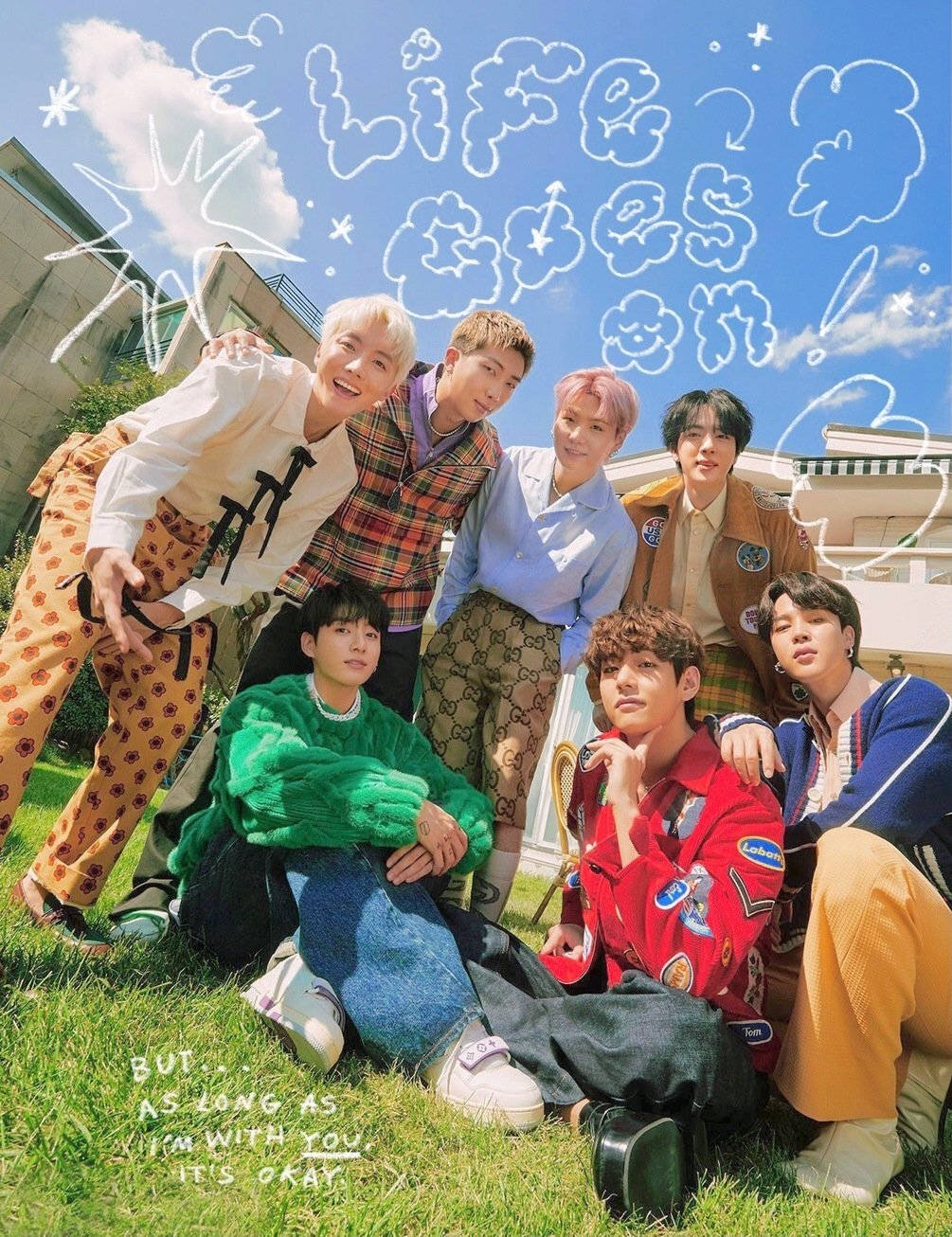 ممبرز آف بی ٹی ایس لائف گوز آن — Bts گروپ فوٹو GIF وال پیپر