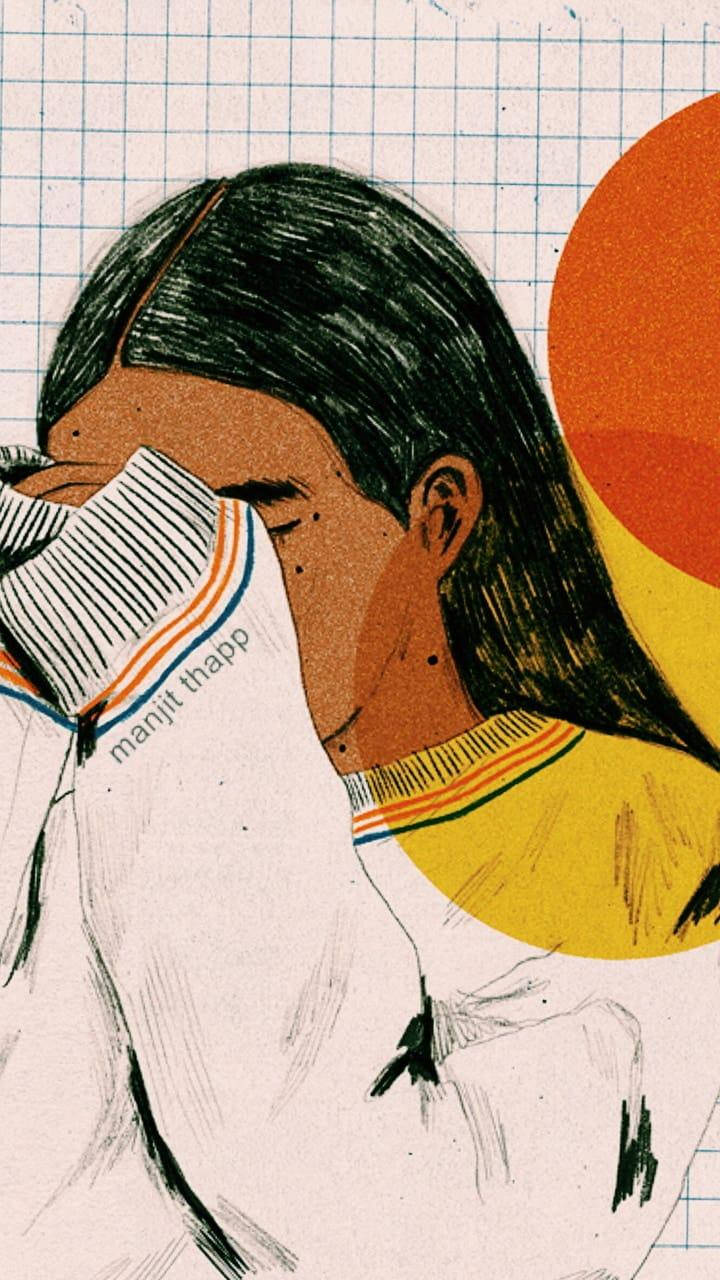مورینا لڑکی کا جمالیاتی تجریدی ڈیزائن وال پیپر