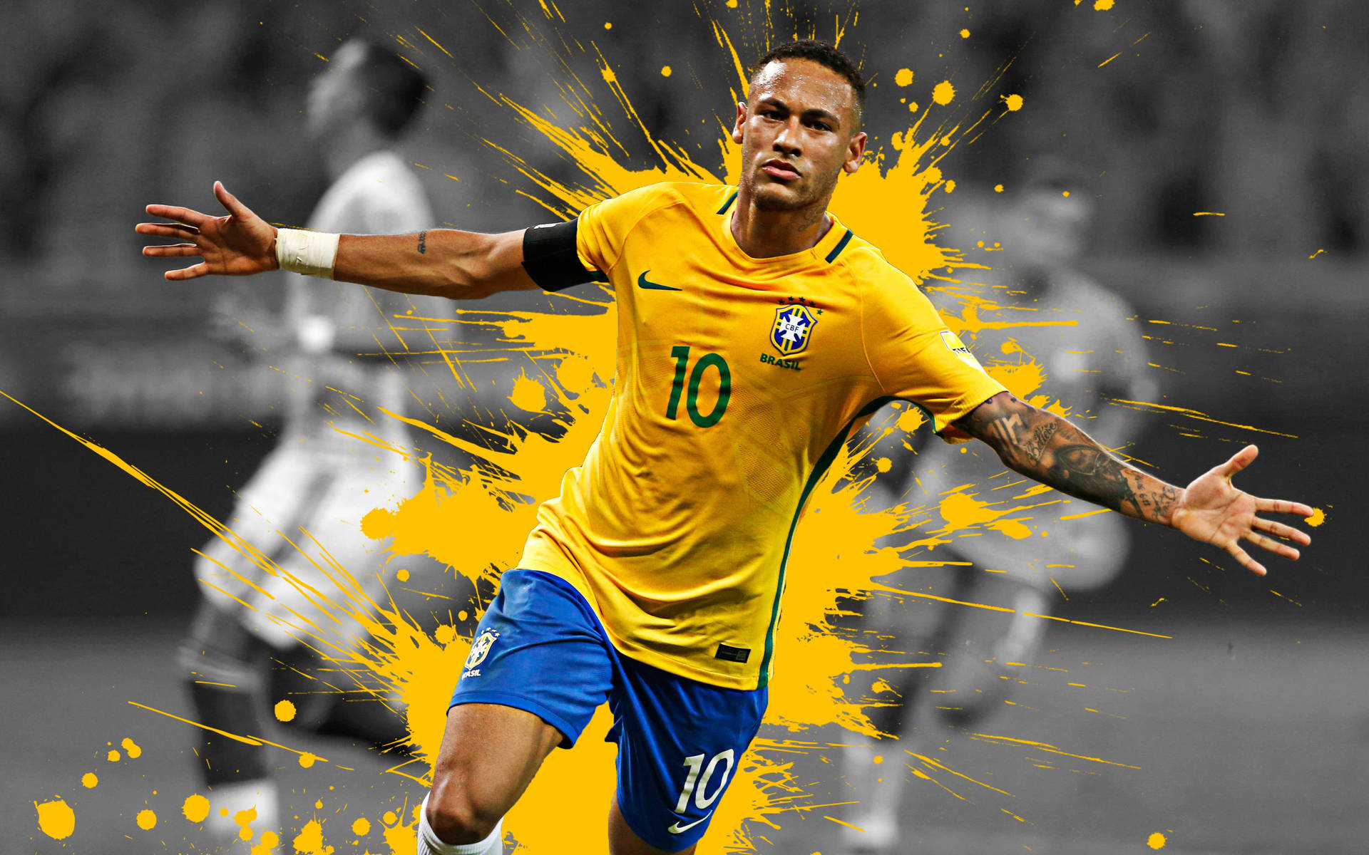 نیمار 4K پیلے رنگ کے سیاہی کے چھینٹے — نیمار وال پیپر