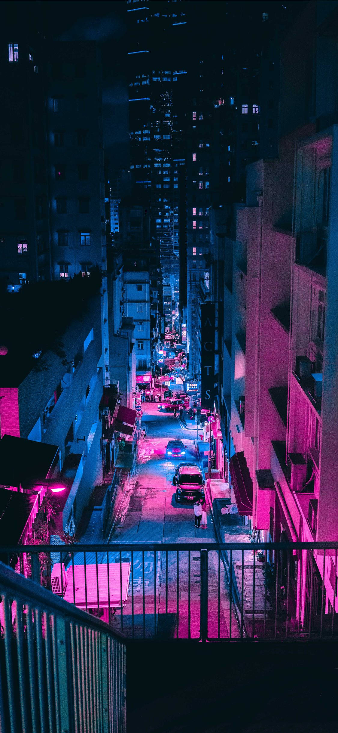 پنک لائٹس سٹی سائبرپنک آئی فون ایکس وال پیپر