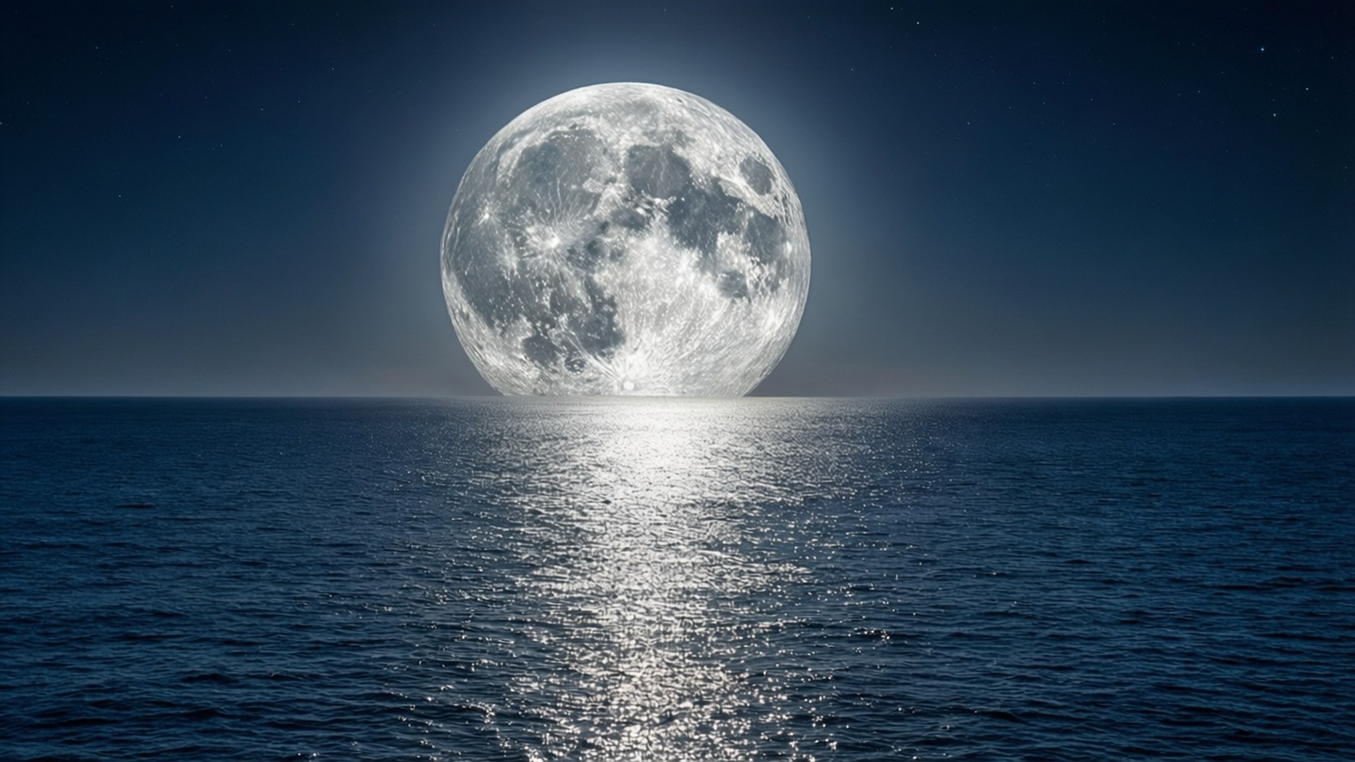 پورے چاند کا سمندر پر منظر وال پیپر