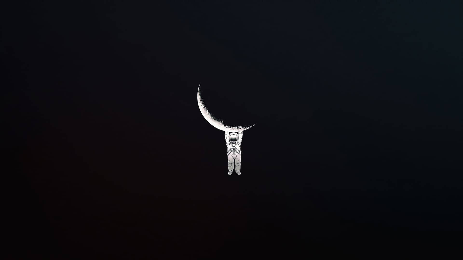 پیارا سیاہ خلاباز اور چاند وال پیپر