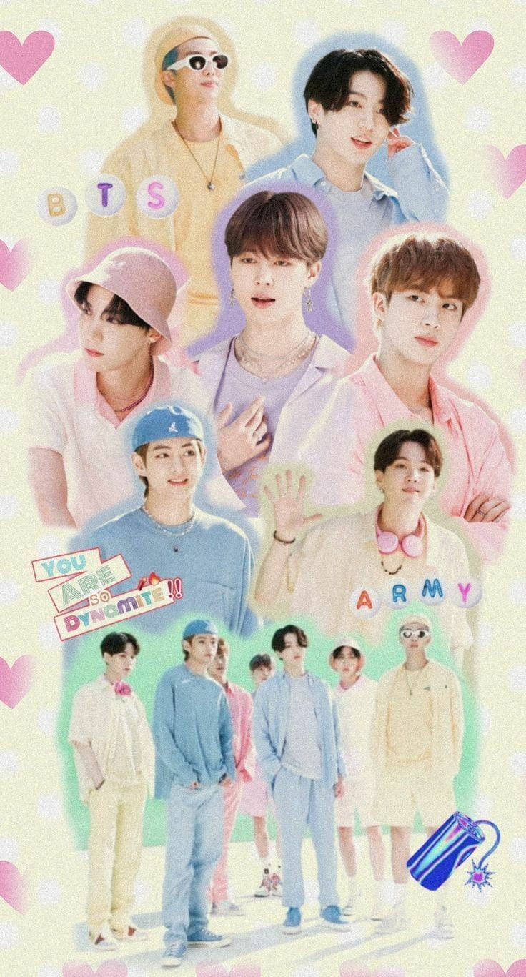 پیارا پیسٹل جمالیاتی BTS ڈائنامائٹ وال پیپر