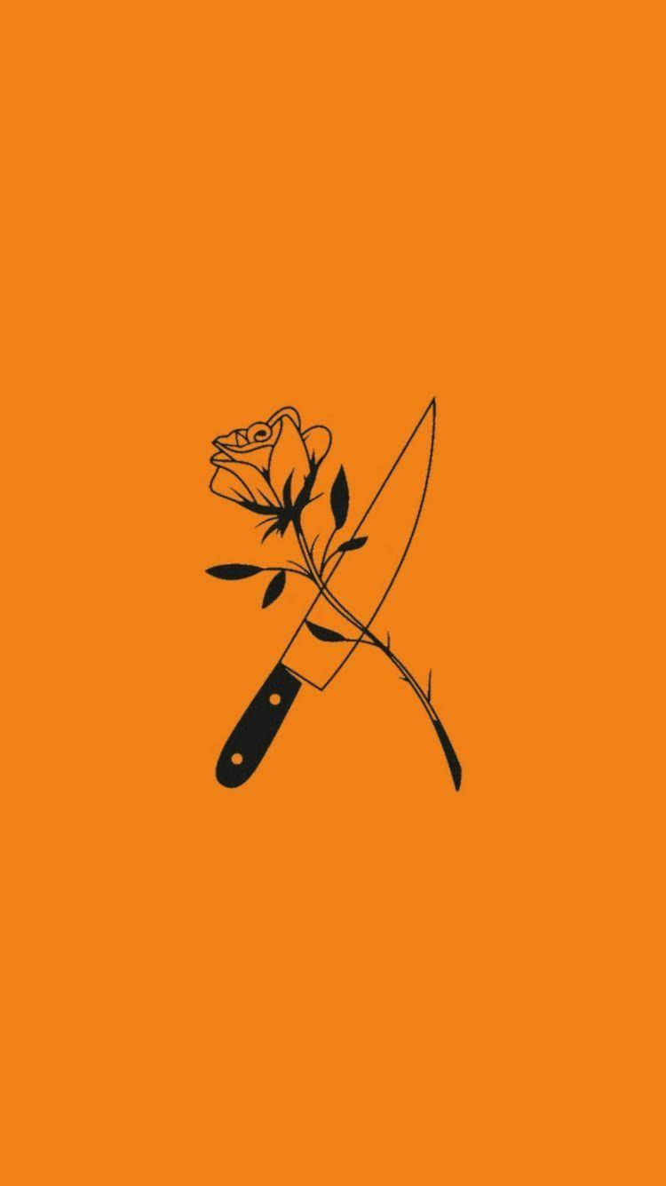 پیسٹل اورنج جمالیاتی minimalistic پھول وال پیپر
