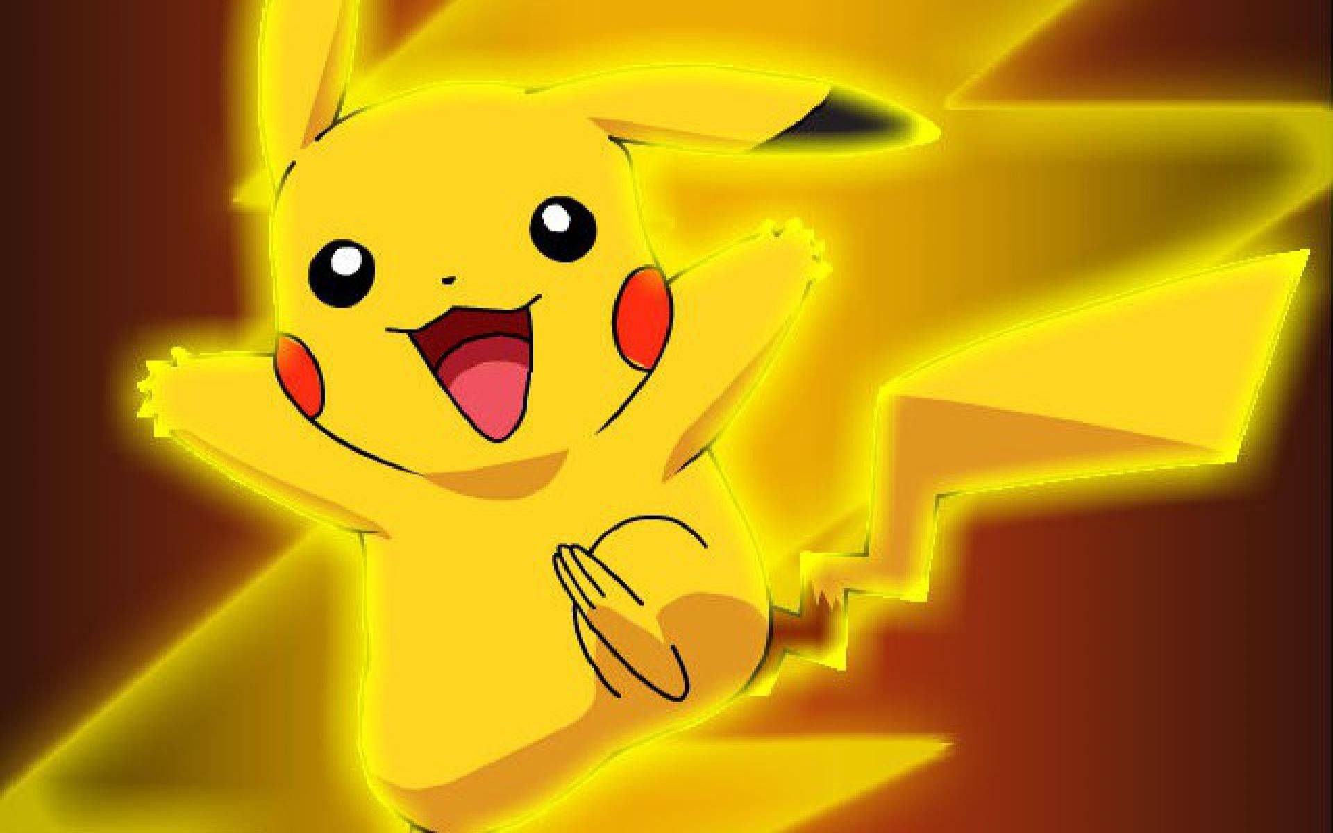 Pikachu کا وال پیپر جو سرخ بیک گراؤنڈ میں پیلا چمک رہا ہے