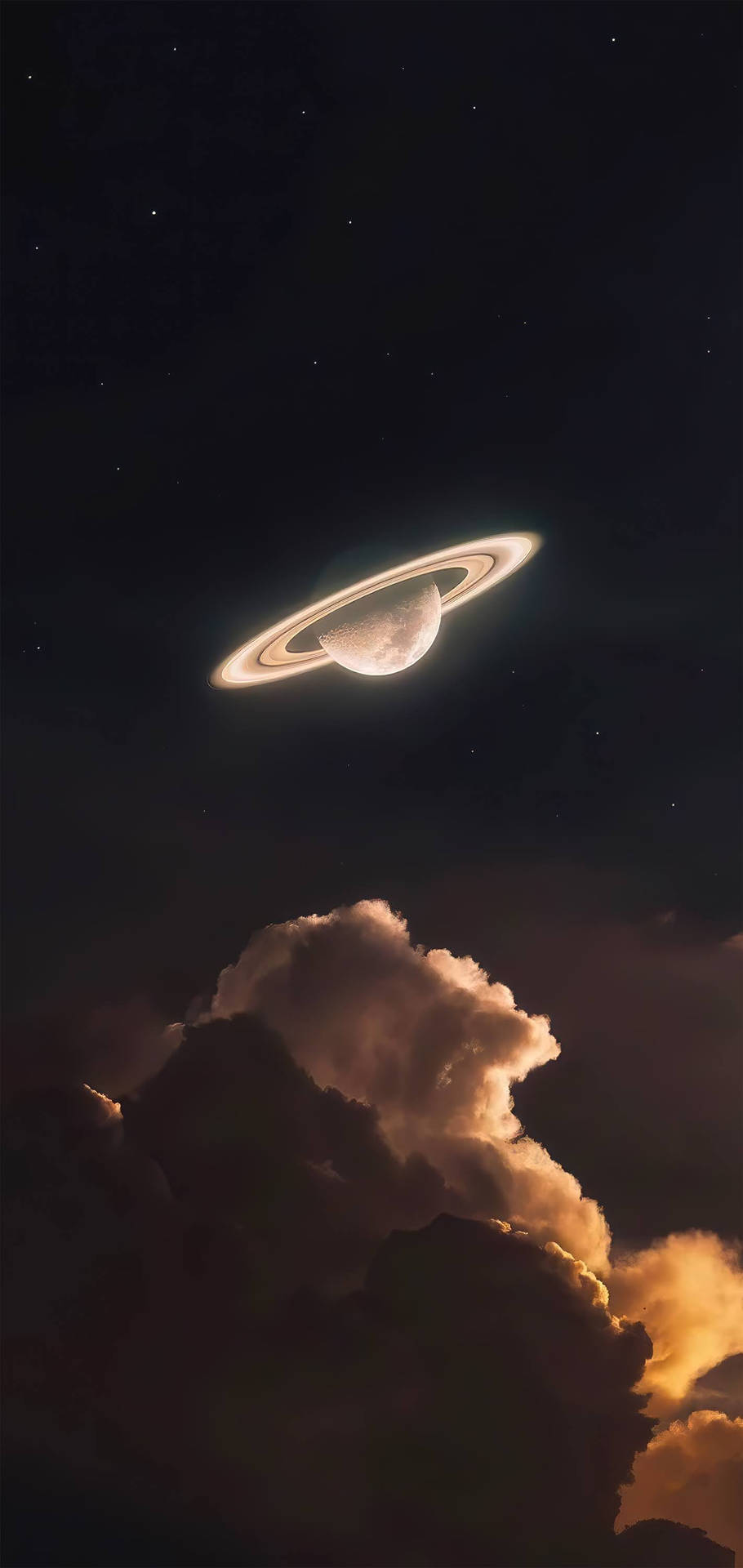 چمکتا ہوا جمالیاتی زحل 4K وال پیپر