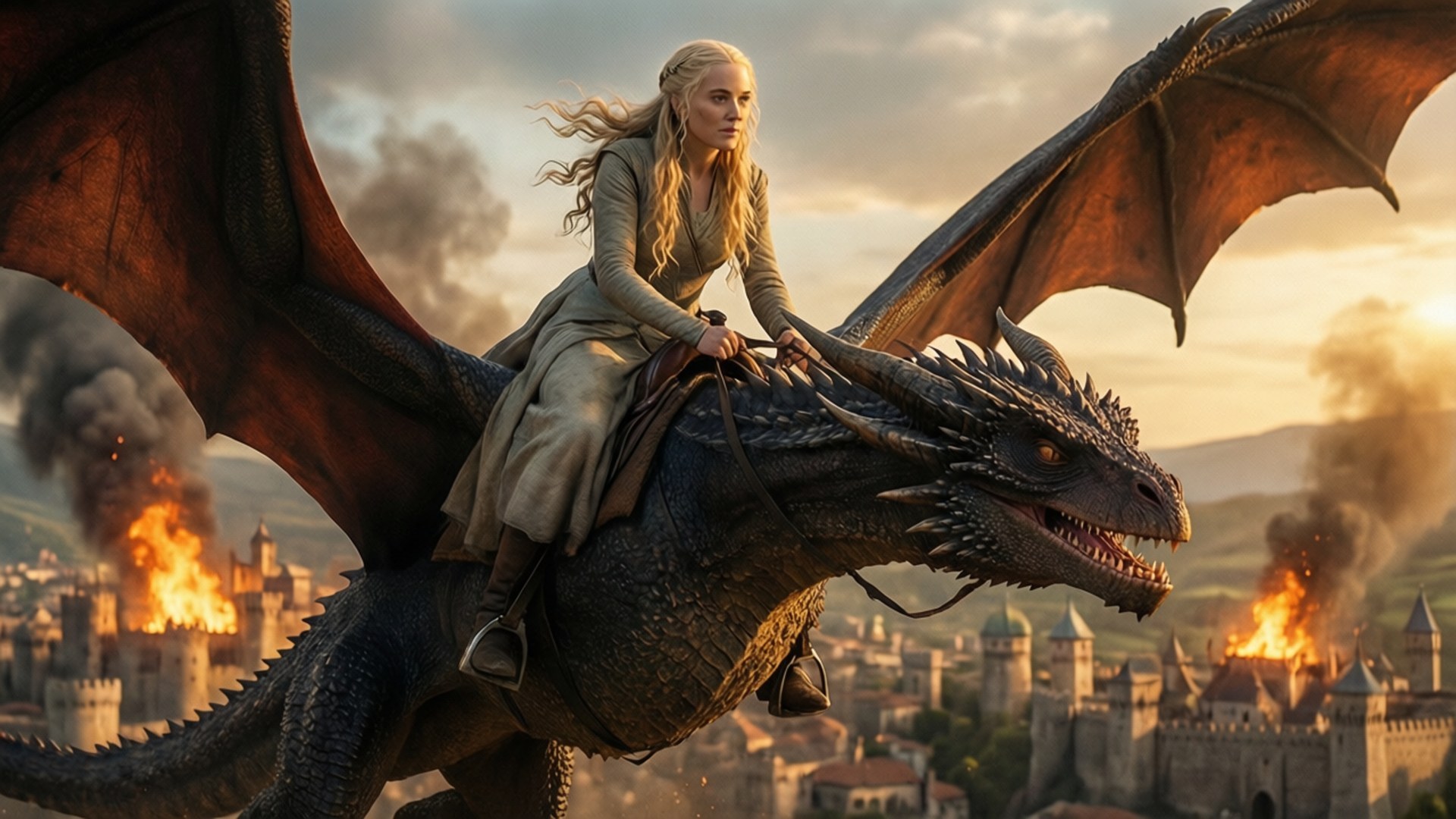 ڈینیریز ڈریگن پر سوار وال پیپر