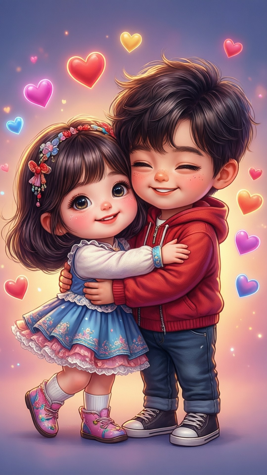 کارٹون جوڑا گلے لگاتے ہوئے وال پیپر