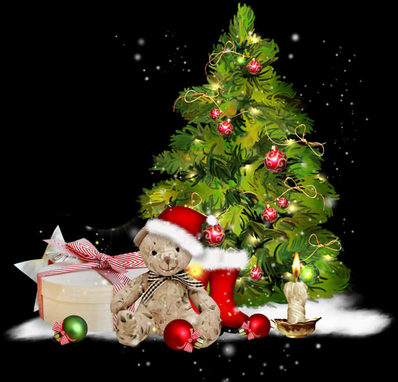 کرسمس ٹیڈی بیئر اور درخت وال پیپر