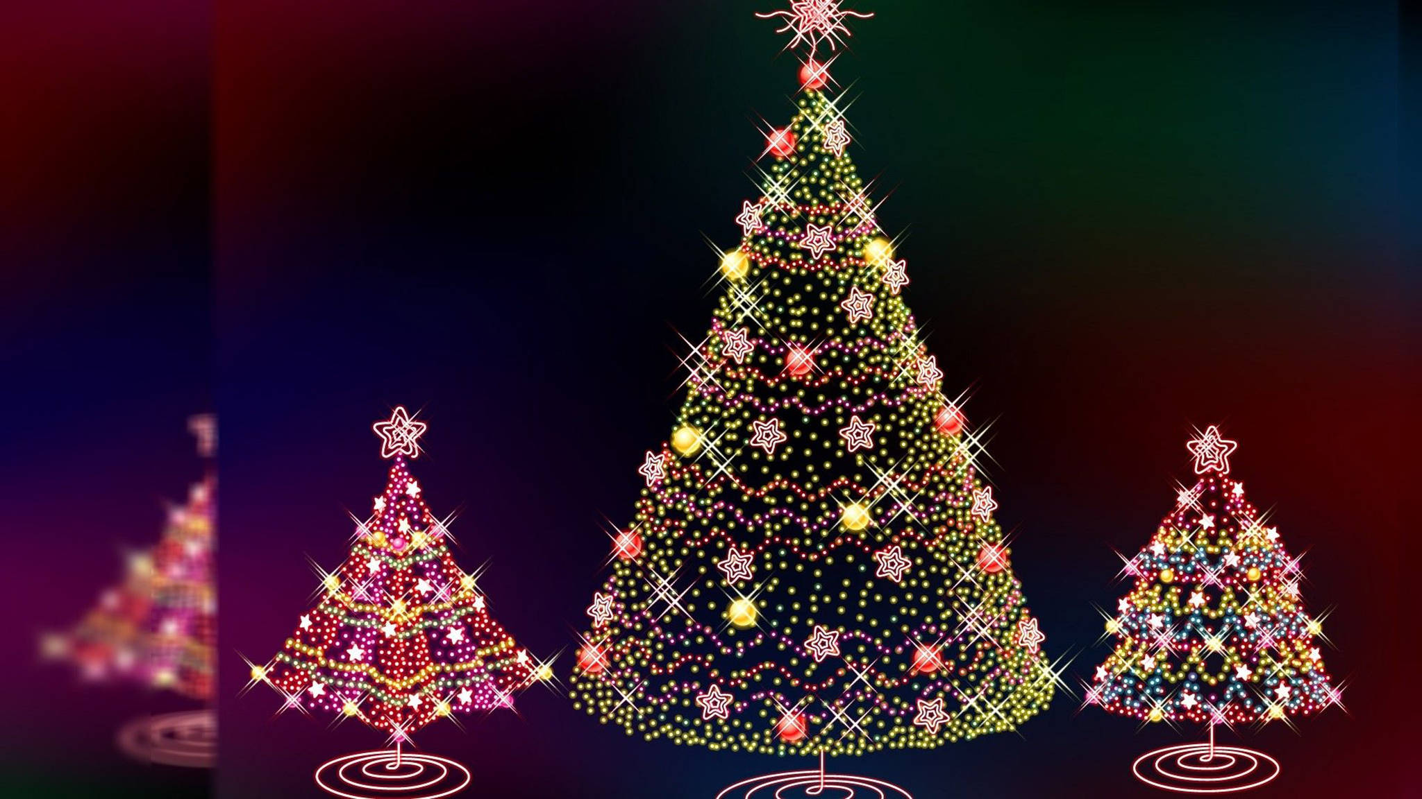 کرسمس ڈیسک ٹاپ رنگین درخت وال پیپر
