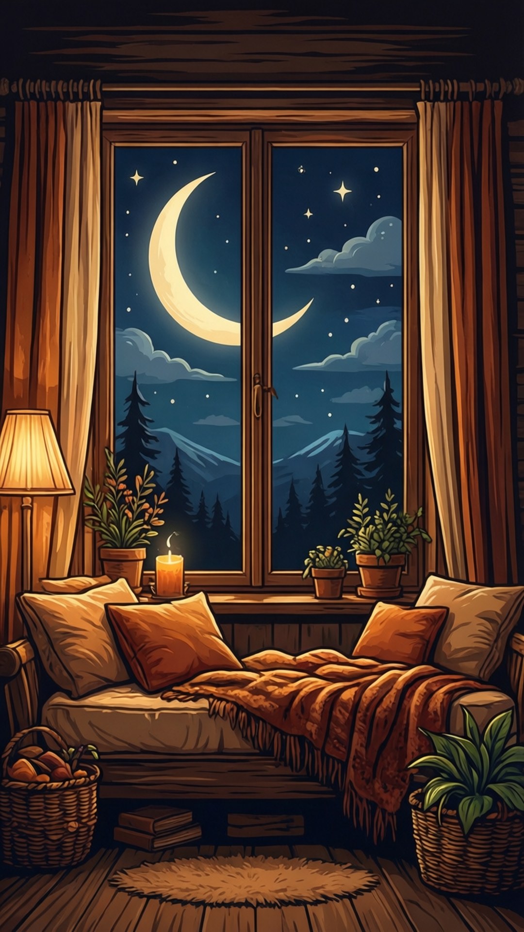 کھڑکی سے چاند وال پیپر
