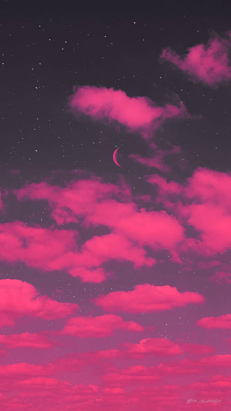 گرم گلابی خوبصورت بادل وال پیپر