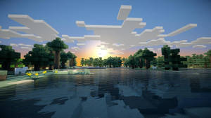 Minecraft بادلوں والی صبح کا قدرتی منظر والیپپر