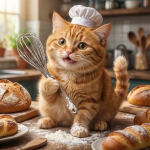 دھوپ والے کچن میں ایک پیاری بلی بیکر — Anime cat وال پیپر