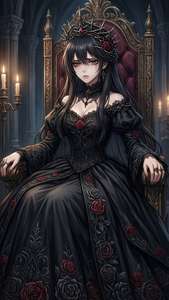 کالے گاؤن میں ایک اینیمی شہزادی جس کے سر پر کانٹوں کا تاج ہے۔ — سیاہ anime وال پیپر