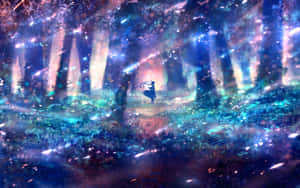 دلکش اینیمی منظر جس میں کرسٹل جھیل اور چیری کے پھول ہیں — خوبصورت anime وال پیپر