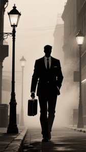 دھند میں سوٹ پہنے آدمی کی سیاہ اینیمی نوار وال پیپر۔ — سیاہ anime وال پیپر