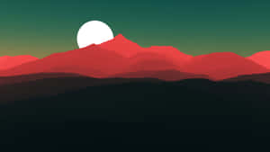 سرخ پہاڑ سبز کم سے کم پس منظر پر — کم سے کم جمالیاتی وال پیپر