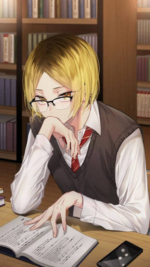 لائبریری میں پڑھتا ہوا کینما — Anime Phone وال پیپر