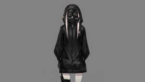 ماسک والی اینیمی لڑکی کے کالے ہوڈی والی وال پیپر — سیاہ anime وال پیپر